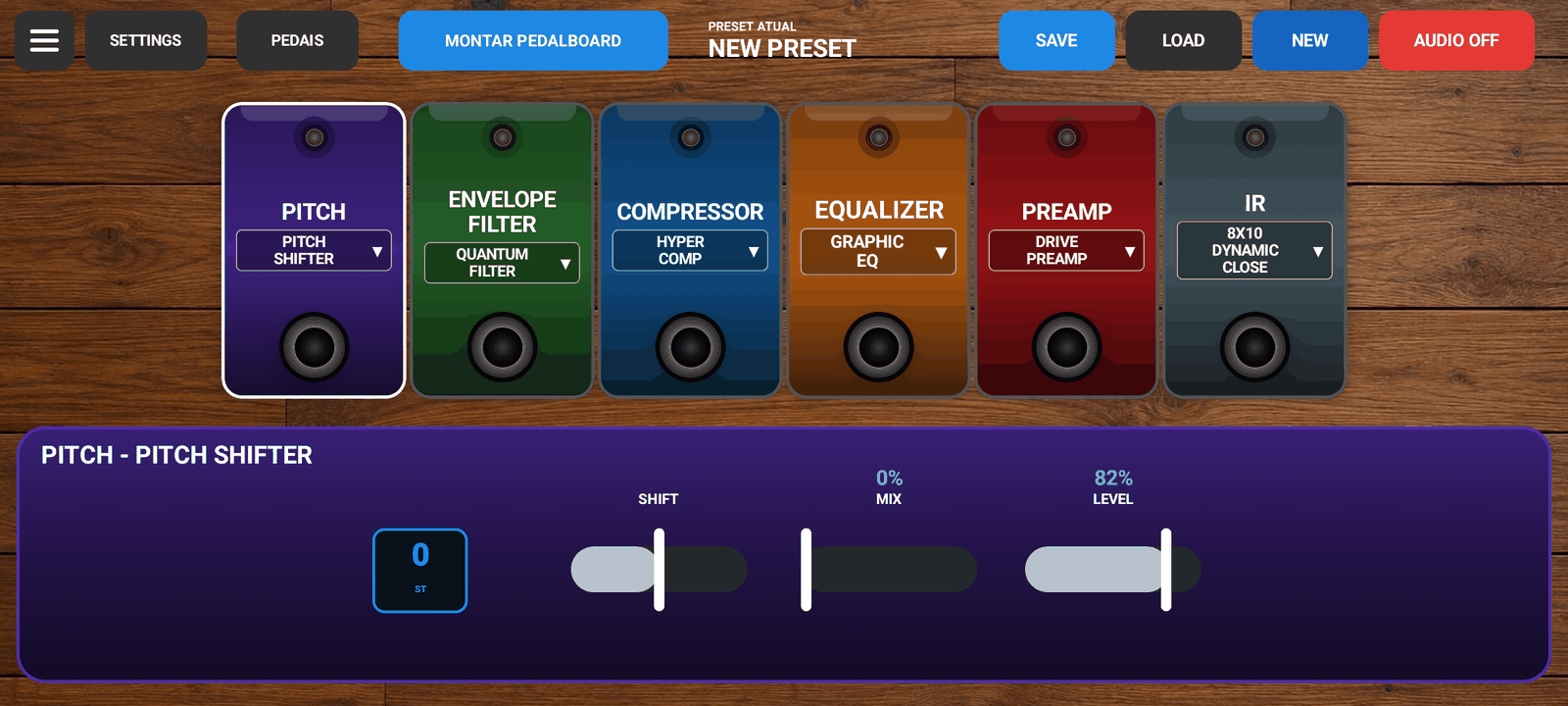 Painel do Pitch Shifter